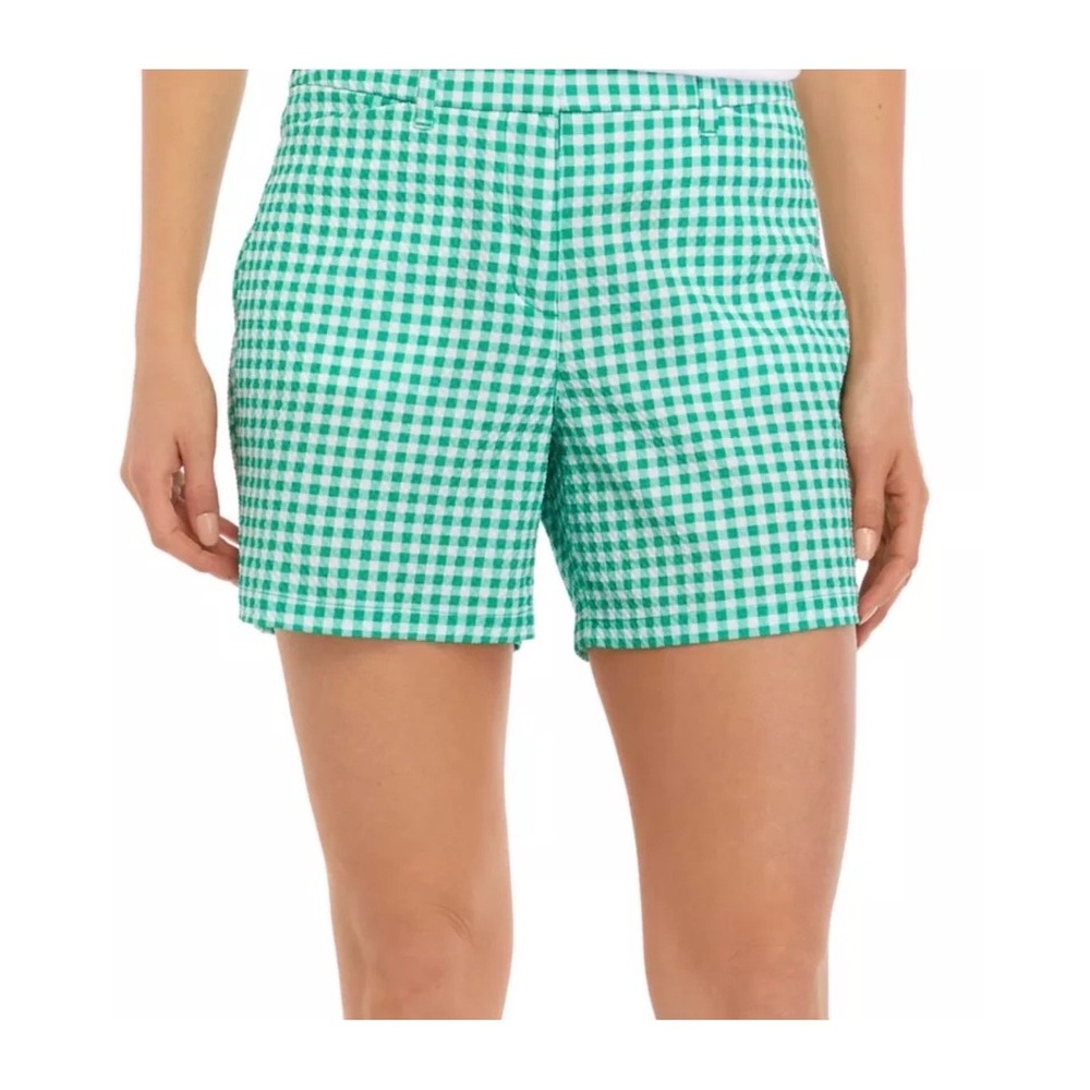 Pro Tour Size 10 Kelly Green 5" Gingham Printed Seersucker Shorts